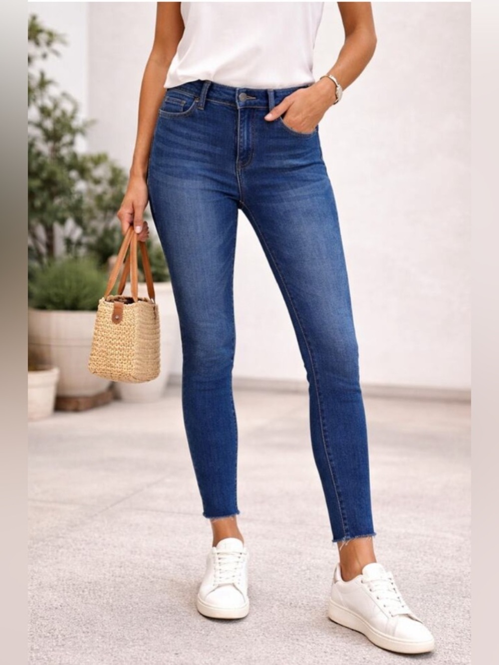 Kut from the Kloth Mid-Rise Blue Carlo Skinny Ankle Jeans